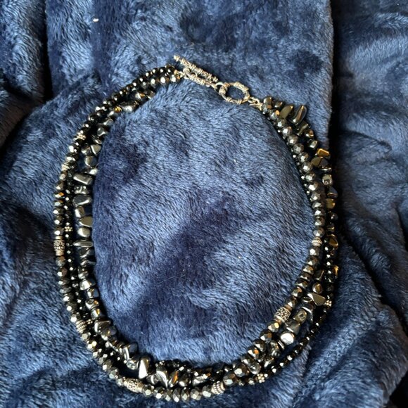 Silpada Hematite, Onyx, .925 Sterling Silver Beaded Necklace Toggle Clasp N1094 - Picture 3 of 7